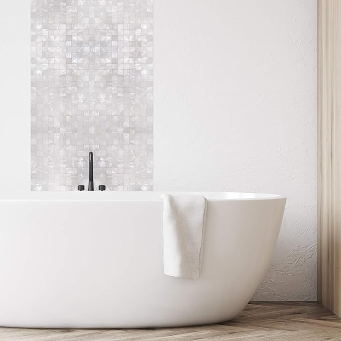 Porcelain tile accent wall in bathroom