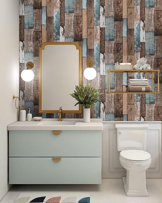 Wood accent wall for bathroom