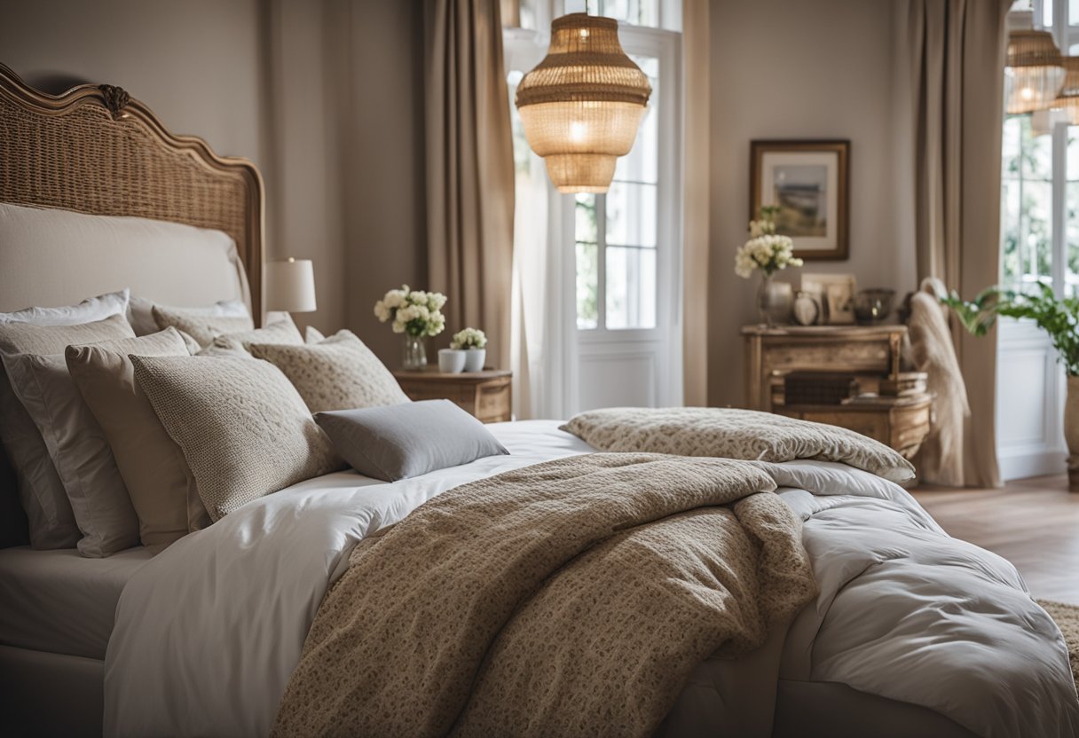 French country bedding with pillows