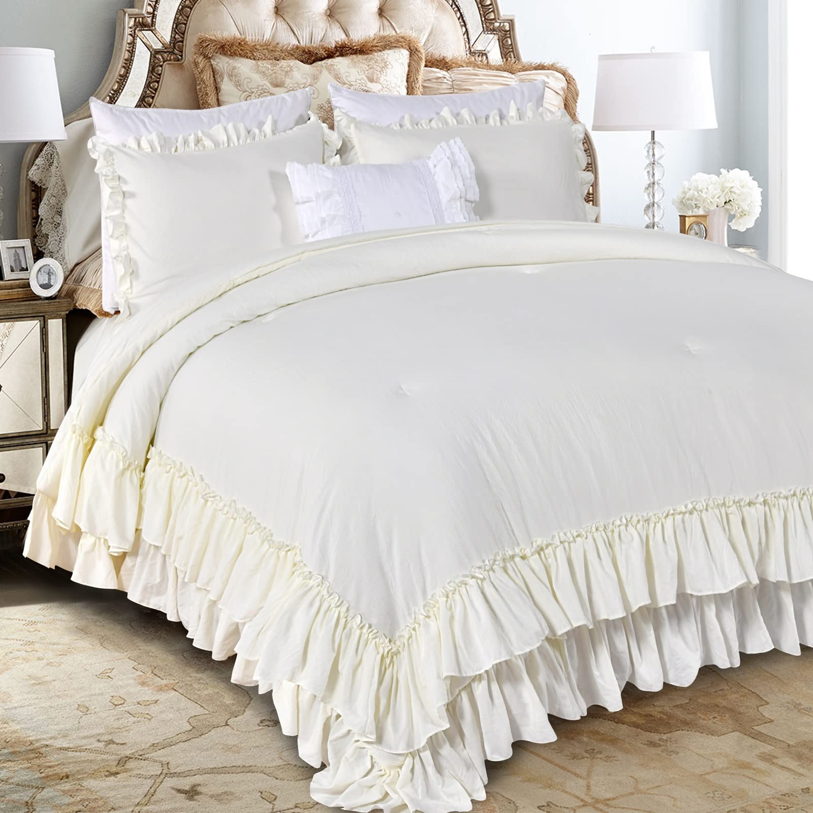 QSH Ruffle Comforter Set King Size