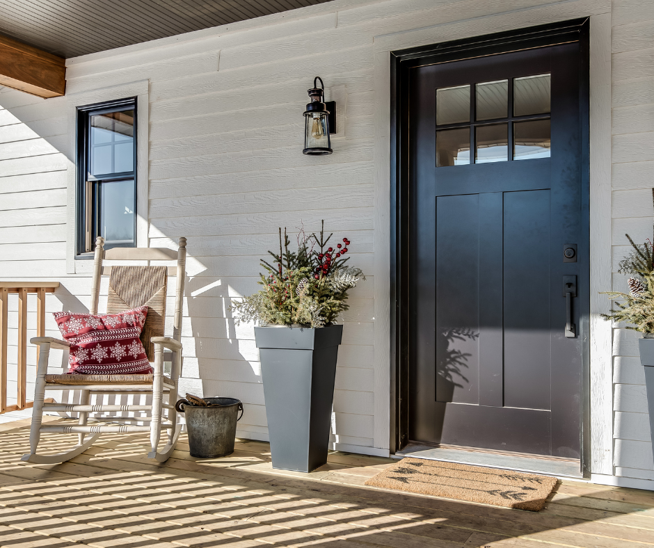 Navy blue front door
