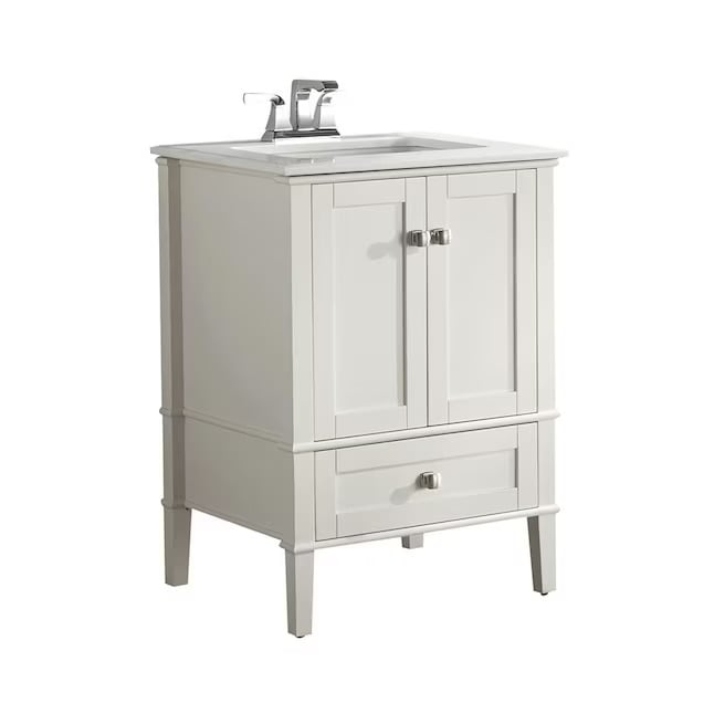 Soft white bath vanity for small bathroom