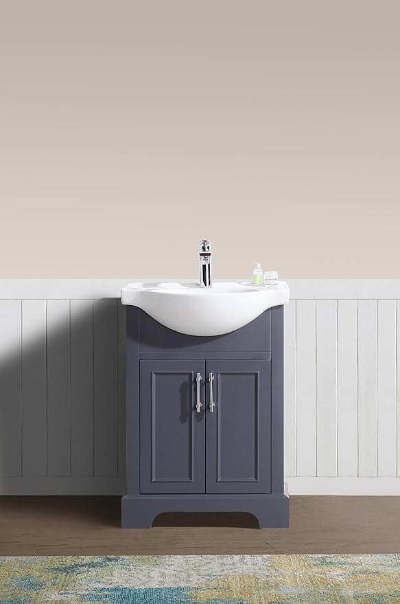 Solid wood bathroom vanity in charcoal