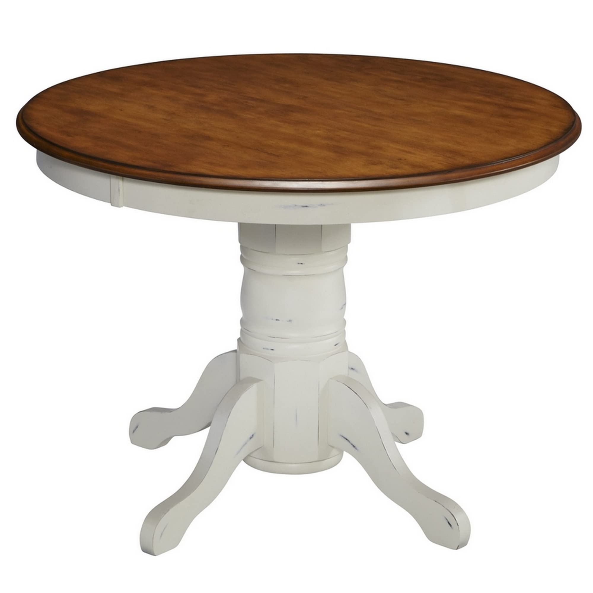 Wood top white bottom round farmhouse dining table