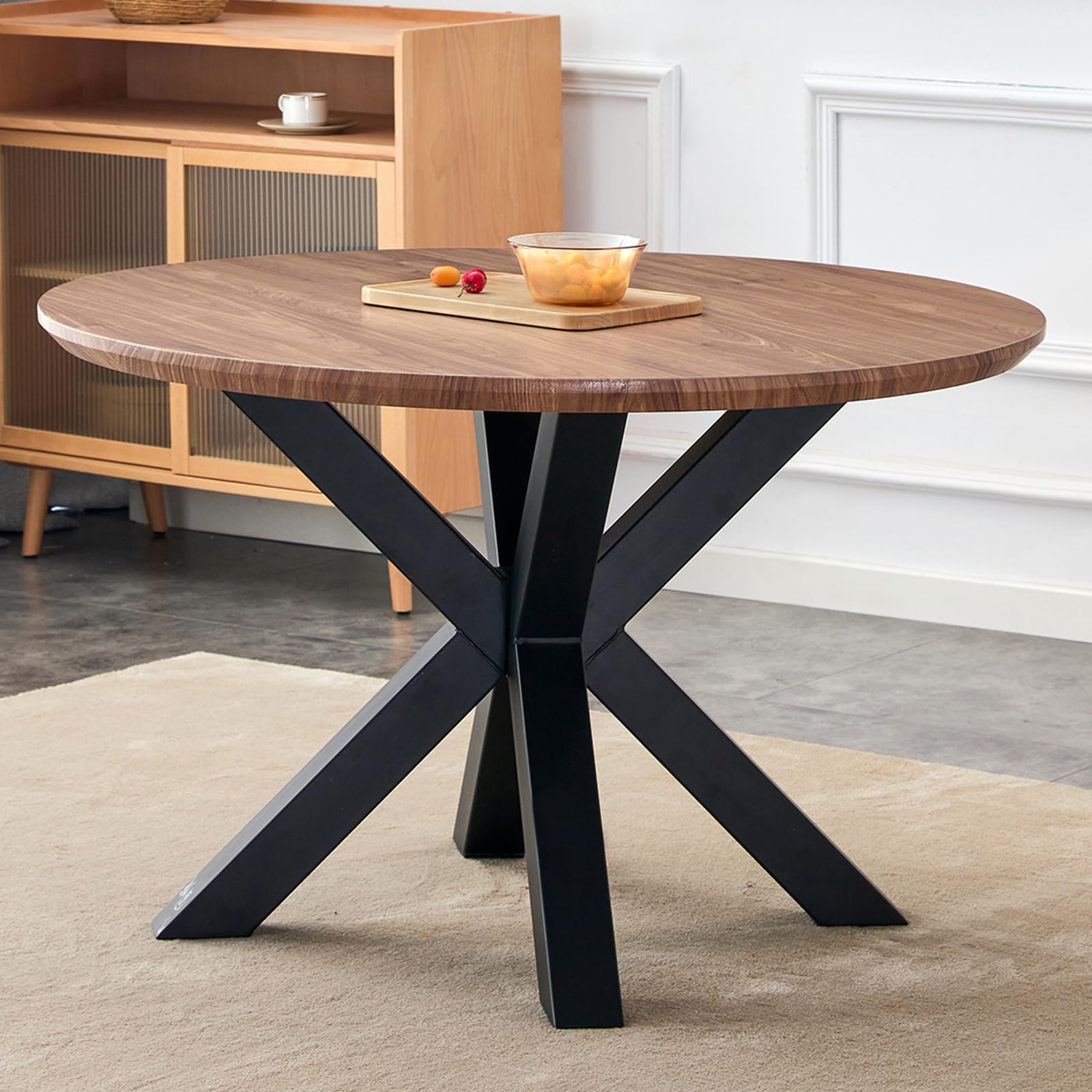 Wood top industrial round table
