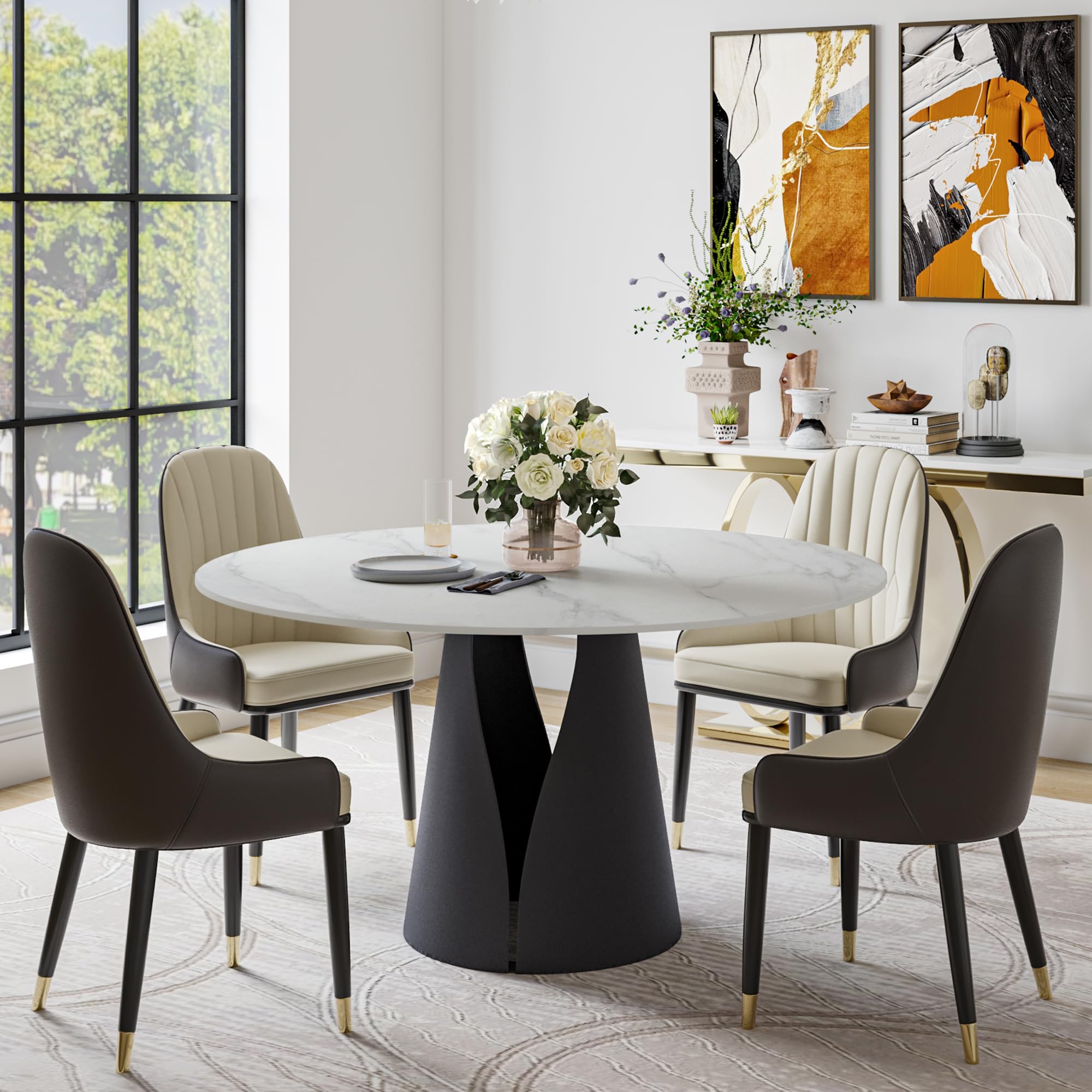 Round modern marble dining table