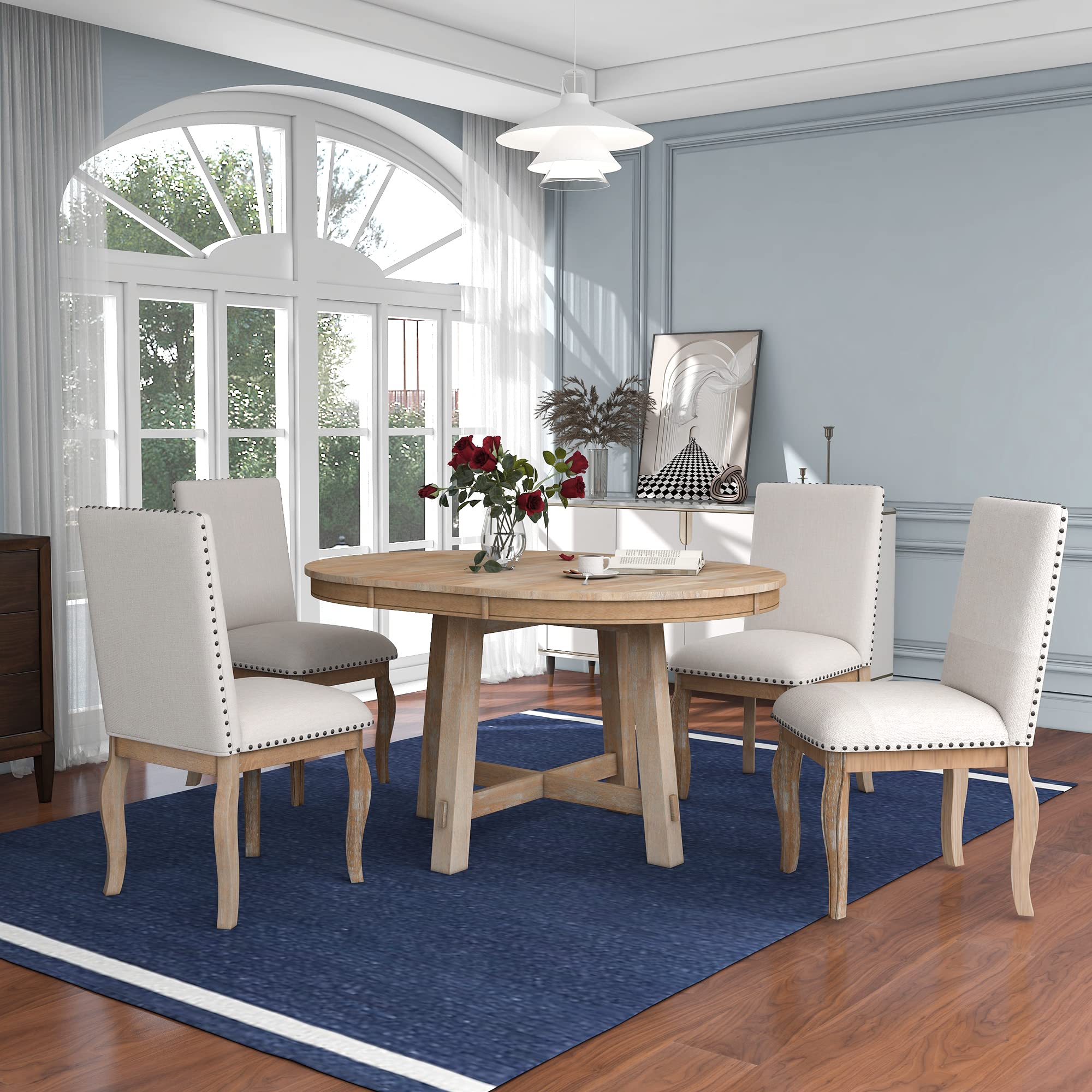 Round round farmhouse dining table
