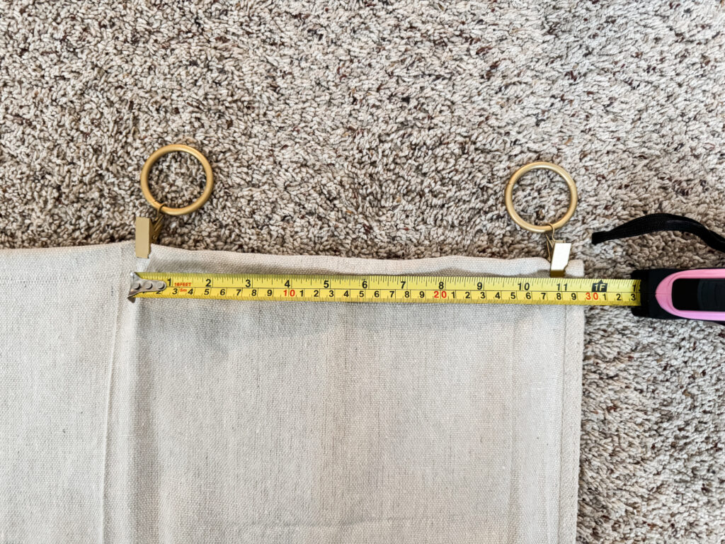 Attaching clips to no sew drop cloth curtains