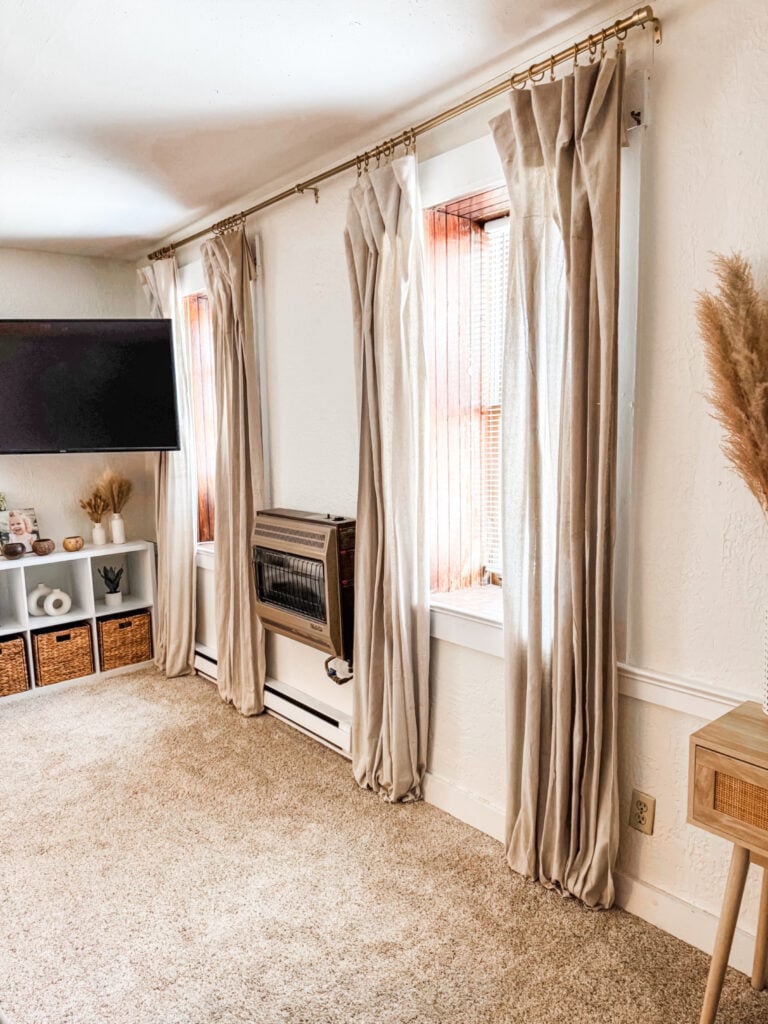 Boho chic no sew drop cloth curtains