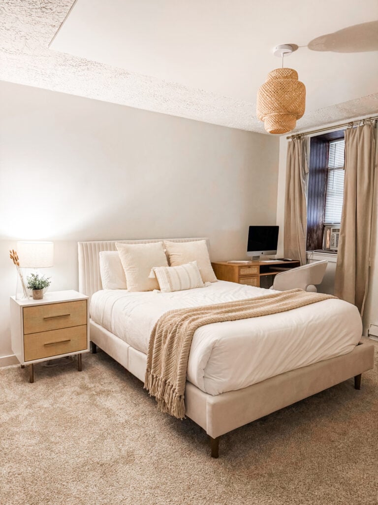 Alabaster in bedroom