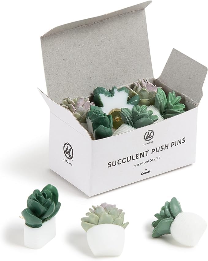 Succulent push pins for work office decorating ideas