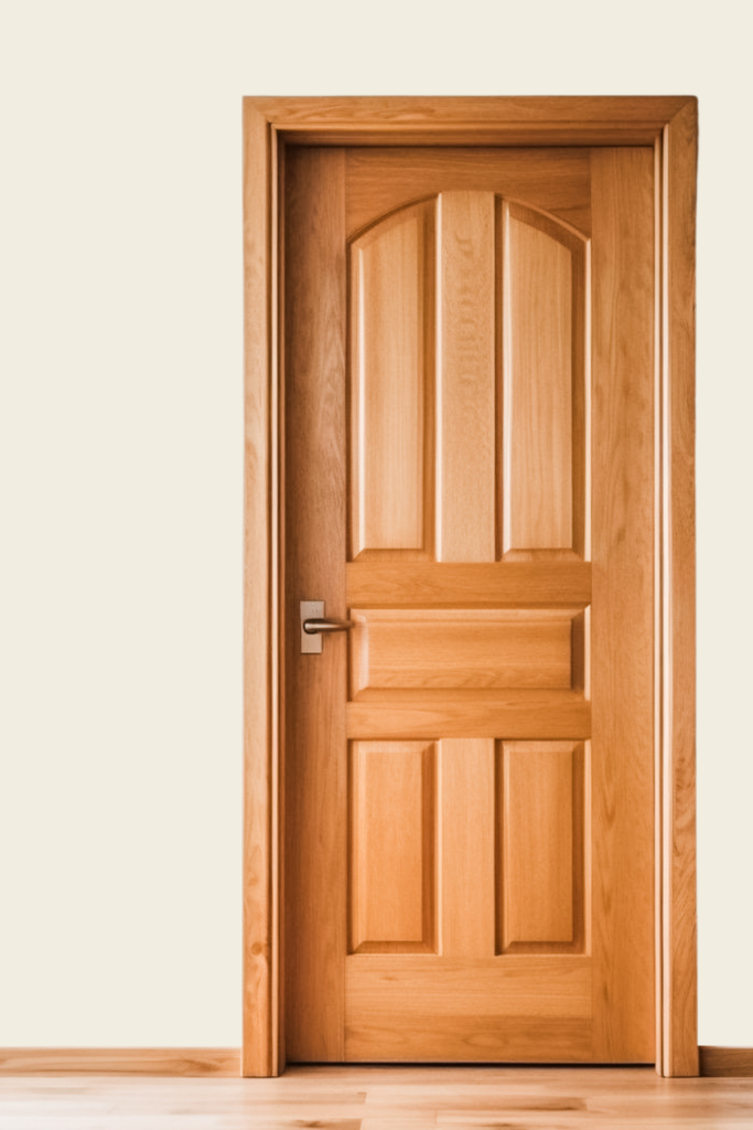 Swiss coffee walls with honey oak trim and door