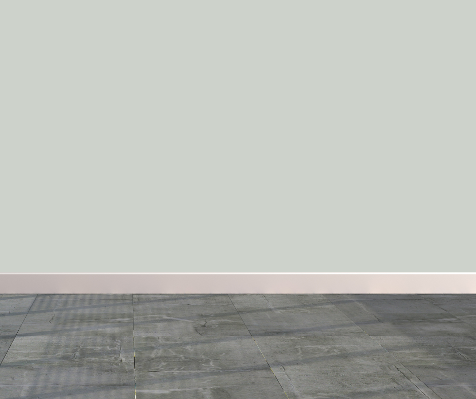 Room with sea salt walls and gray tile floors