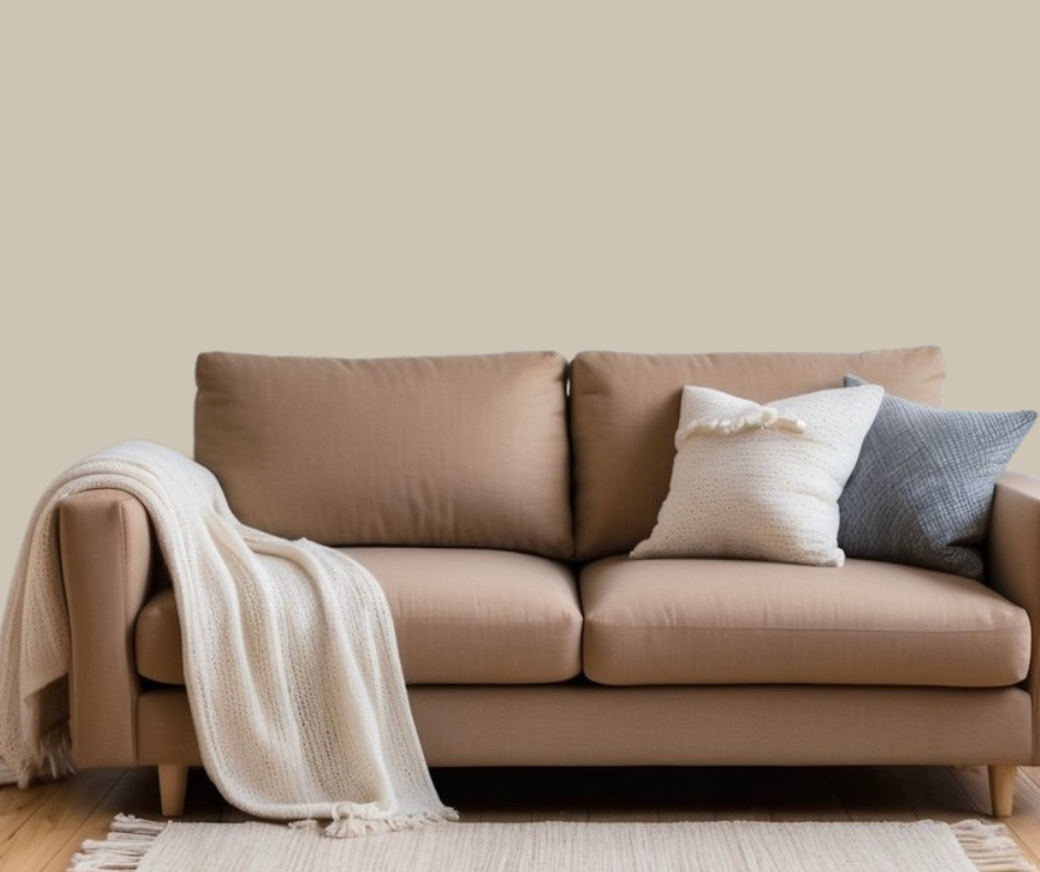 Smoky taupe wall paint color for room with brown furniture.
