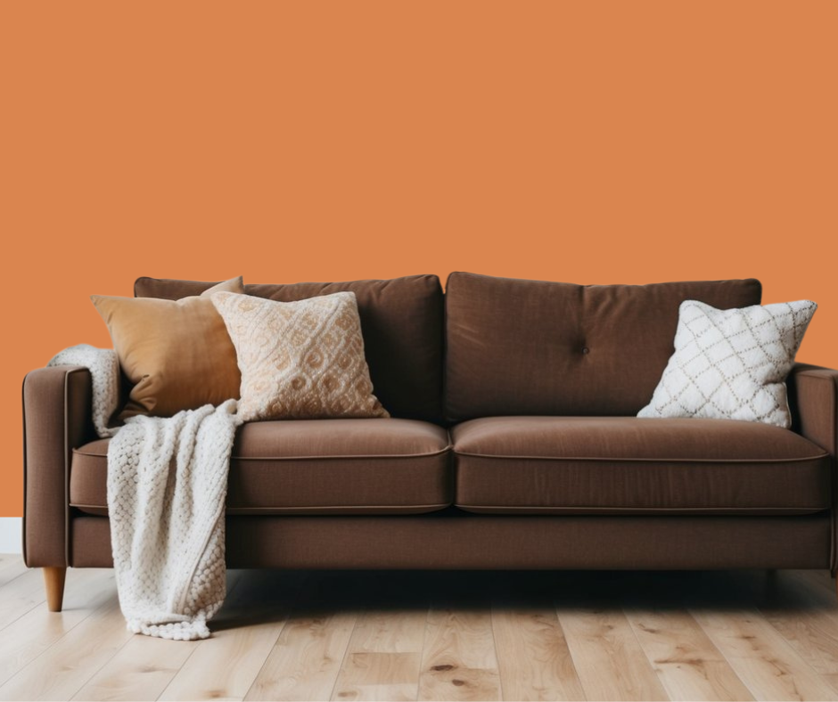 Harvest moon wall paint color for room with dark brown furniture.