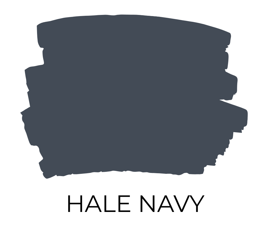 Paint swatch in a rich, classic navy blue named Hale Navy by Benjamin Moore.