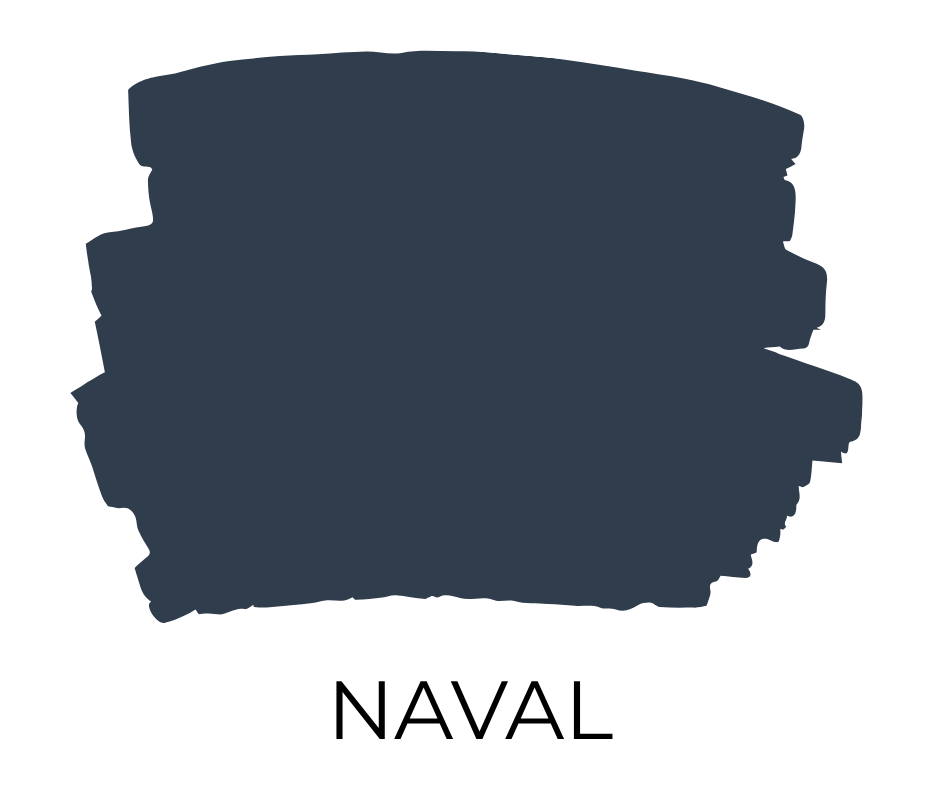 Paint swatch in a deep, bold navy named Naval by Sherwin-Williams.