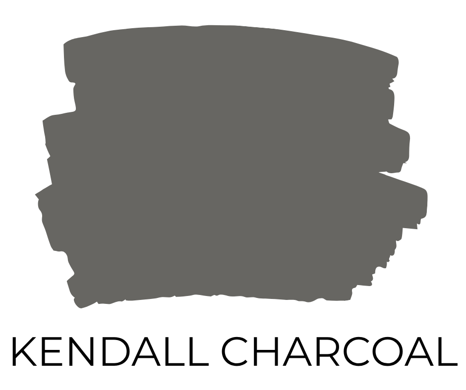 Paint swatch in a rich charcoal gray named Kendall Charcoal by Benjamin Moore.
