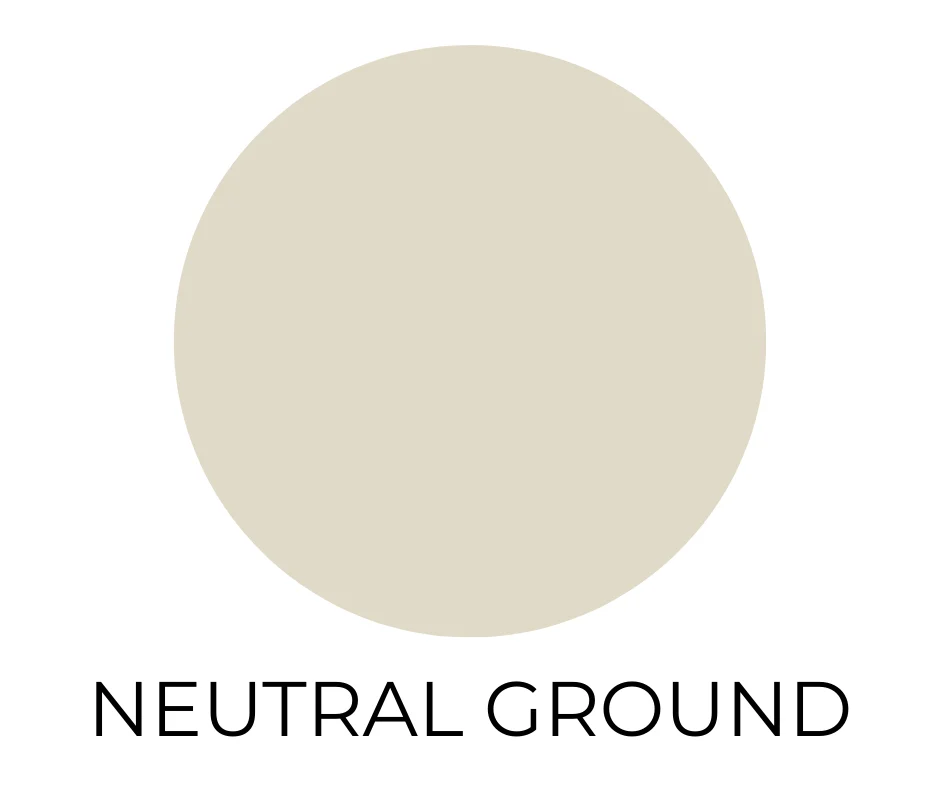 Sherwin-Williams Neutral Ground SW 7568 paint color swatch shown as a soft warm beige neutral