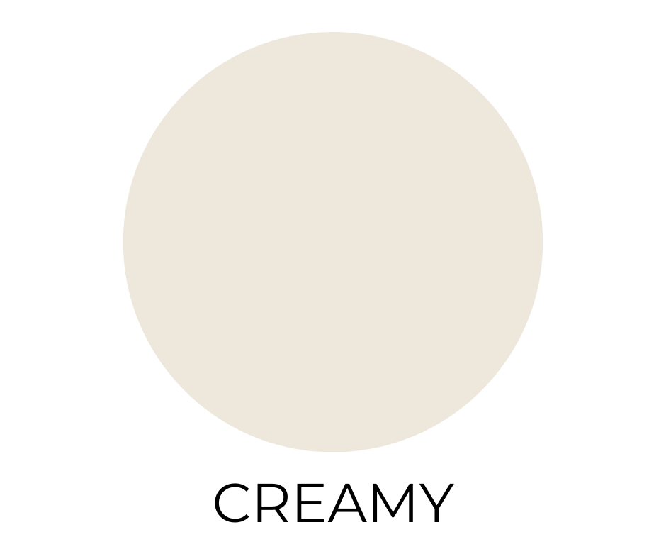 Sherwin-Williams Creamy SW 7012 paint color swatch shown as a warm off-white neutral