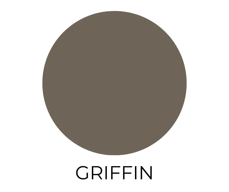 Sherwin-Williams Griffin SW 7026 paint color swatch shown as a deep warm taupe neutral