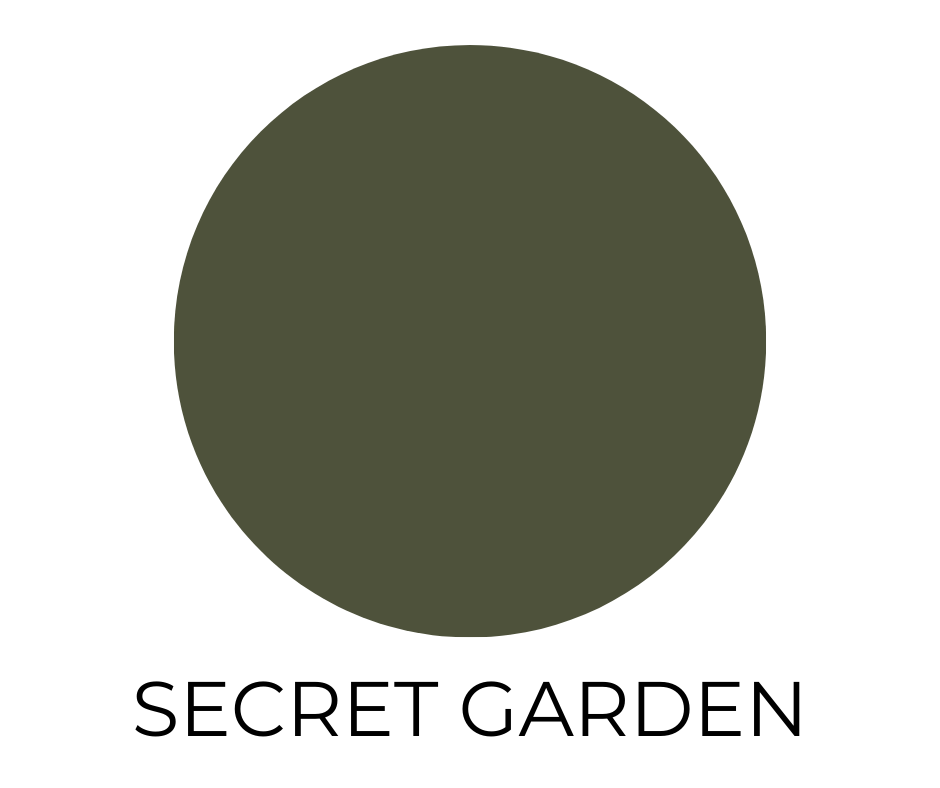 Sherwin-Williams Secret Garden SW 6181 paint color swatch shown as a deep muted green