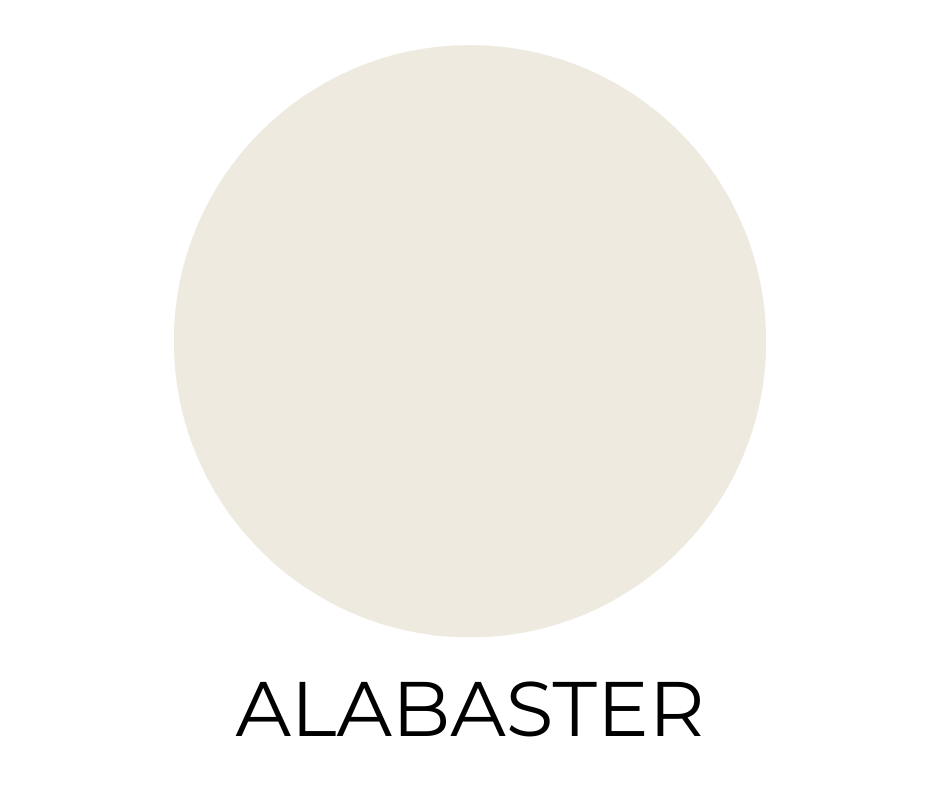 Sherwin-Williams Alabaster SW 7008 paint color swatch shown as a warm soft white