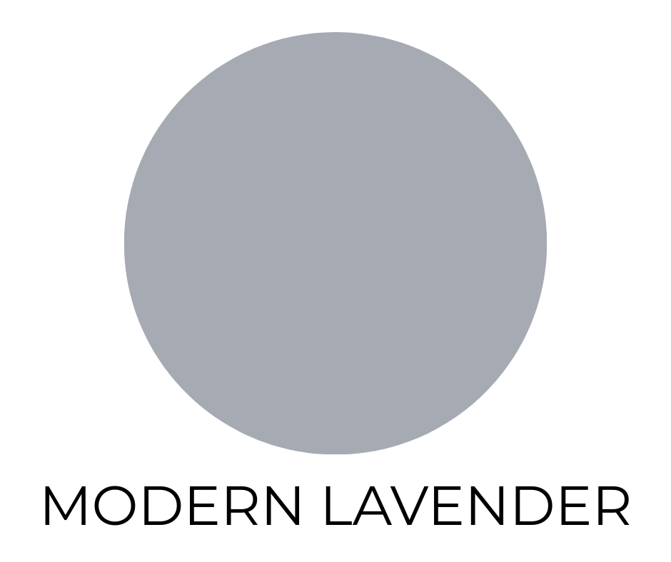 Sherwin-Williams Modern Lavender SW 9688 paint color swatch shown as a soft muted lavender gray