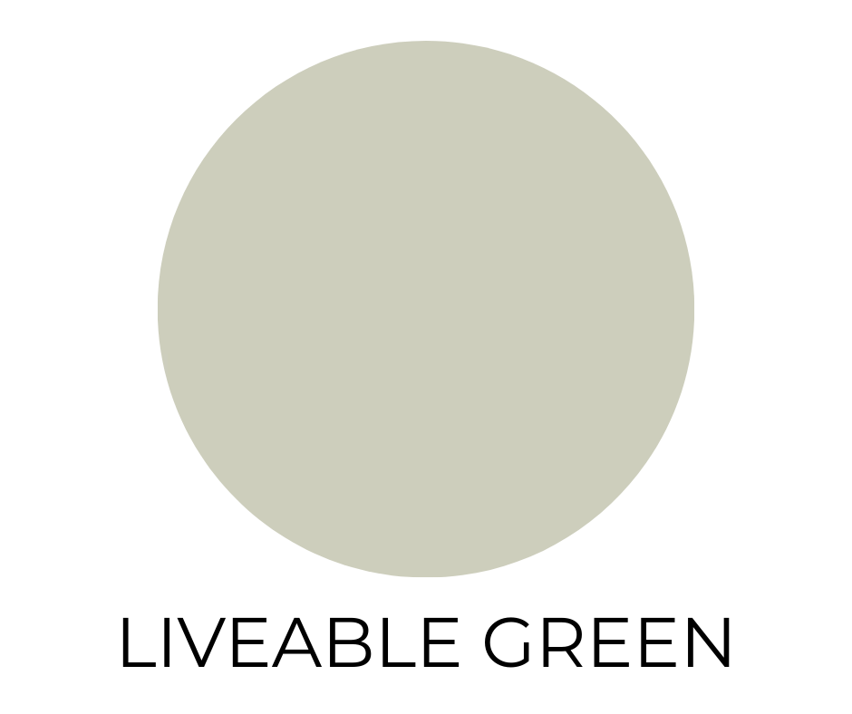 Sherwin-Williams Liveable Green SW 6176 paint color swatch shown as a soft muted green