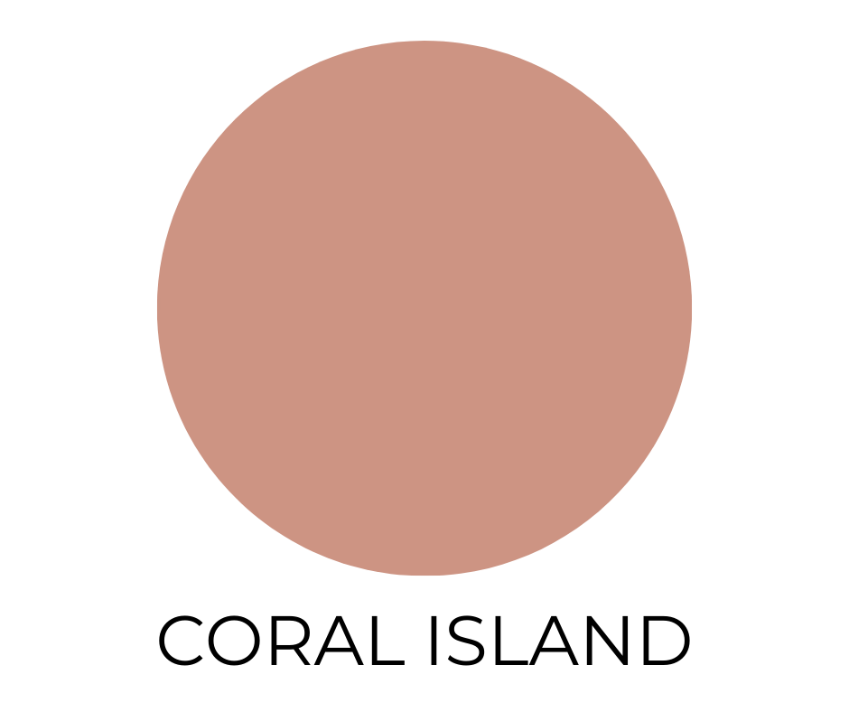 Sherwin-Williams Coral Island SW 6359 paint color swatch shown as a soft warm coral