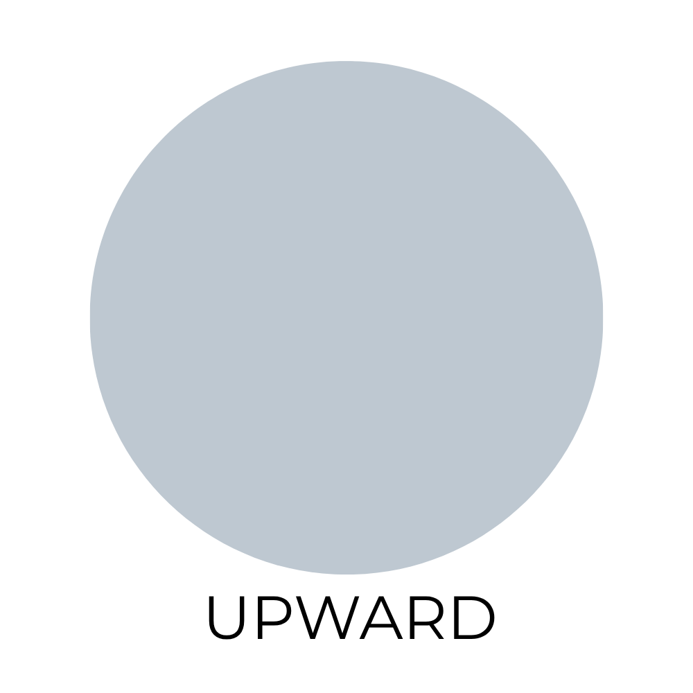 Sherwin-Williams Upward paint color swatch shown as a soft muted blue circle on a light background with the label “Upward” below.