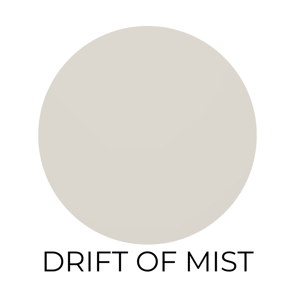 Paint color swatch labeled drift of mist