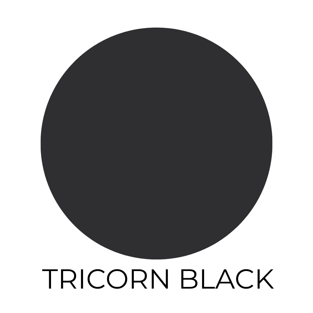 Paint color swatch labeled Tricorn black.