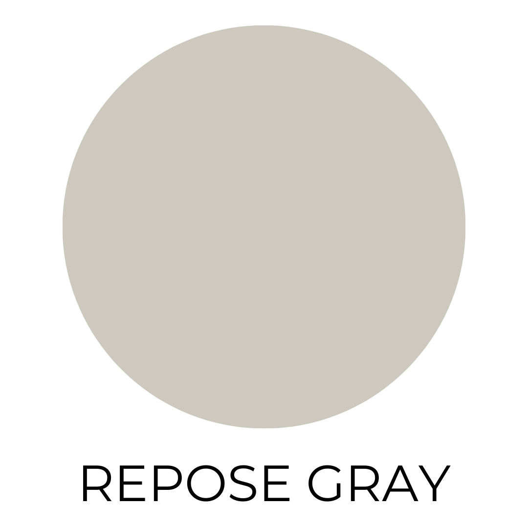 Paint swatched labeled repose gray