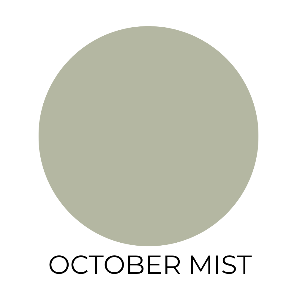 Green paint color swatch labeled October mist.