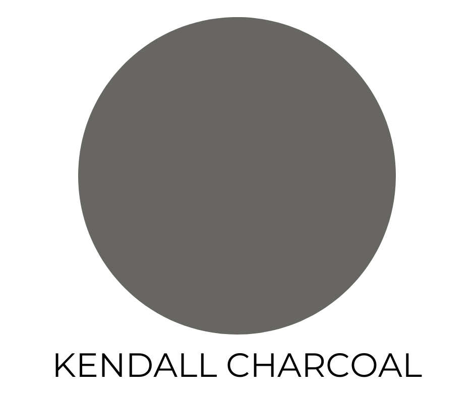 Dark gray paint color swatch labeled Kendall charcoal.