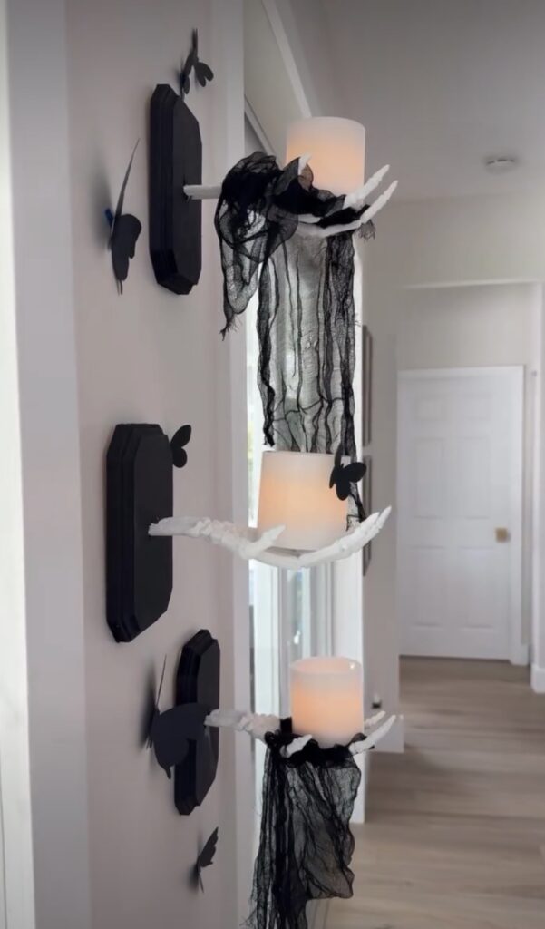 Skeleton candle holders.
