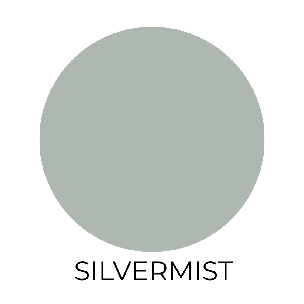 Sherwin Williams color swatch labeled silvermist.
