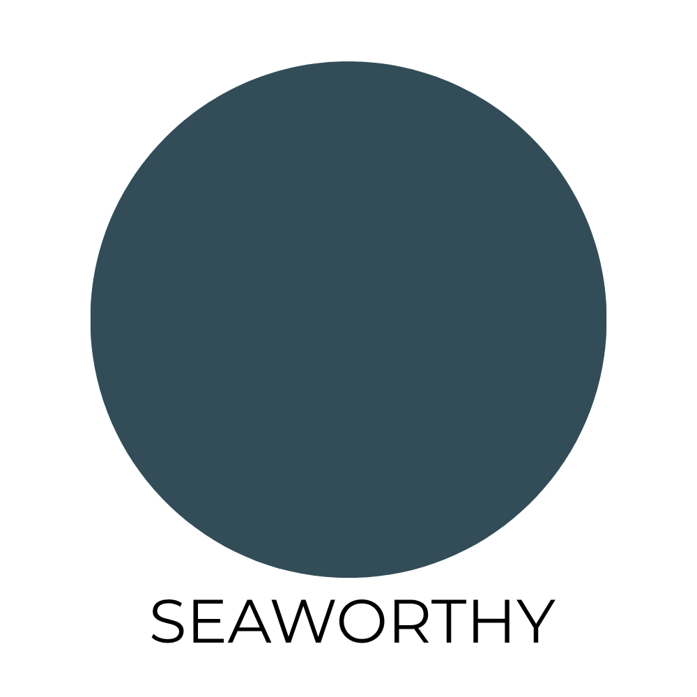 Sherwin Williams color swatch labeled seaworthy.