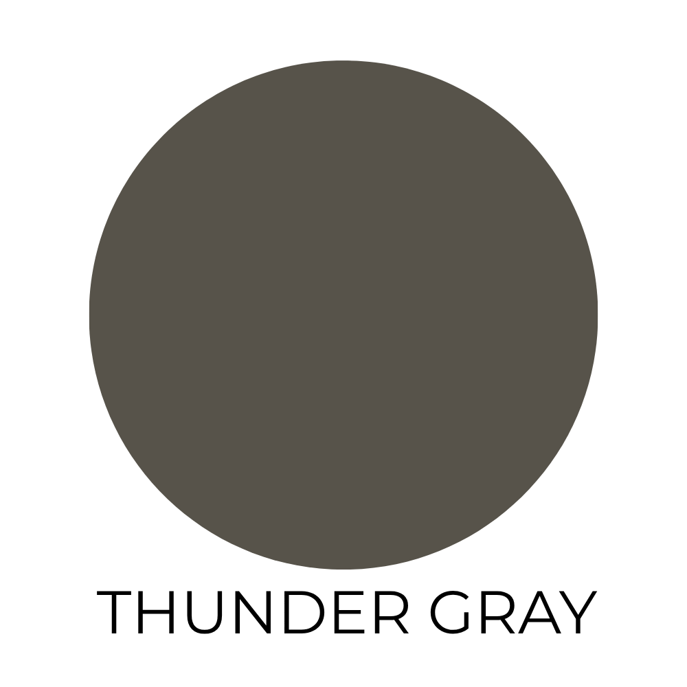 Sherwin Williams color swatch labeled thunder gray.