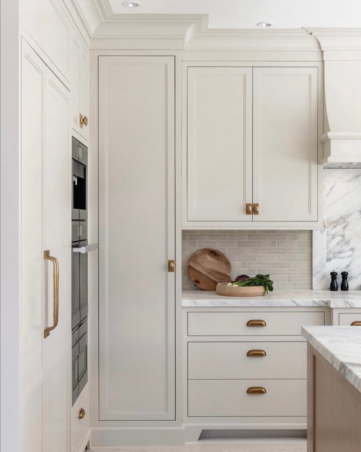 Baby fawn kitchen cabinets.